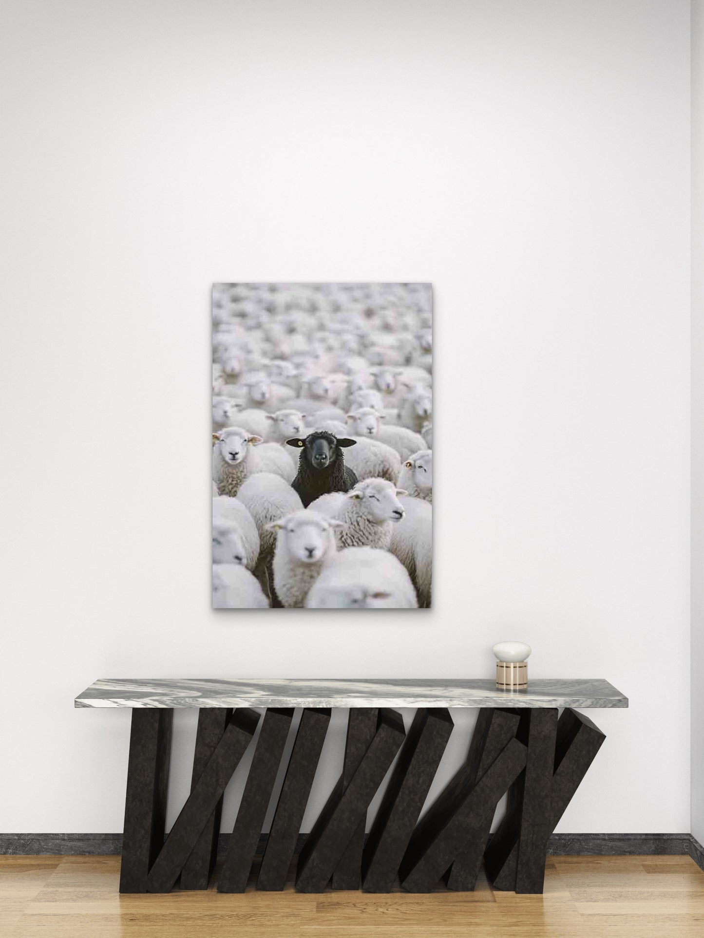 Black Sheep Among the Flock 60x90cm Metal Print Ready to Hang - Bella Home Decor