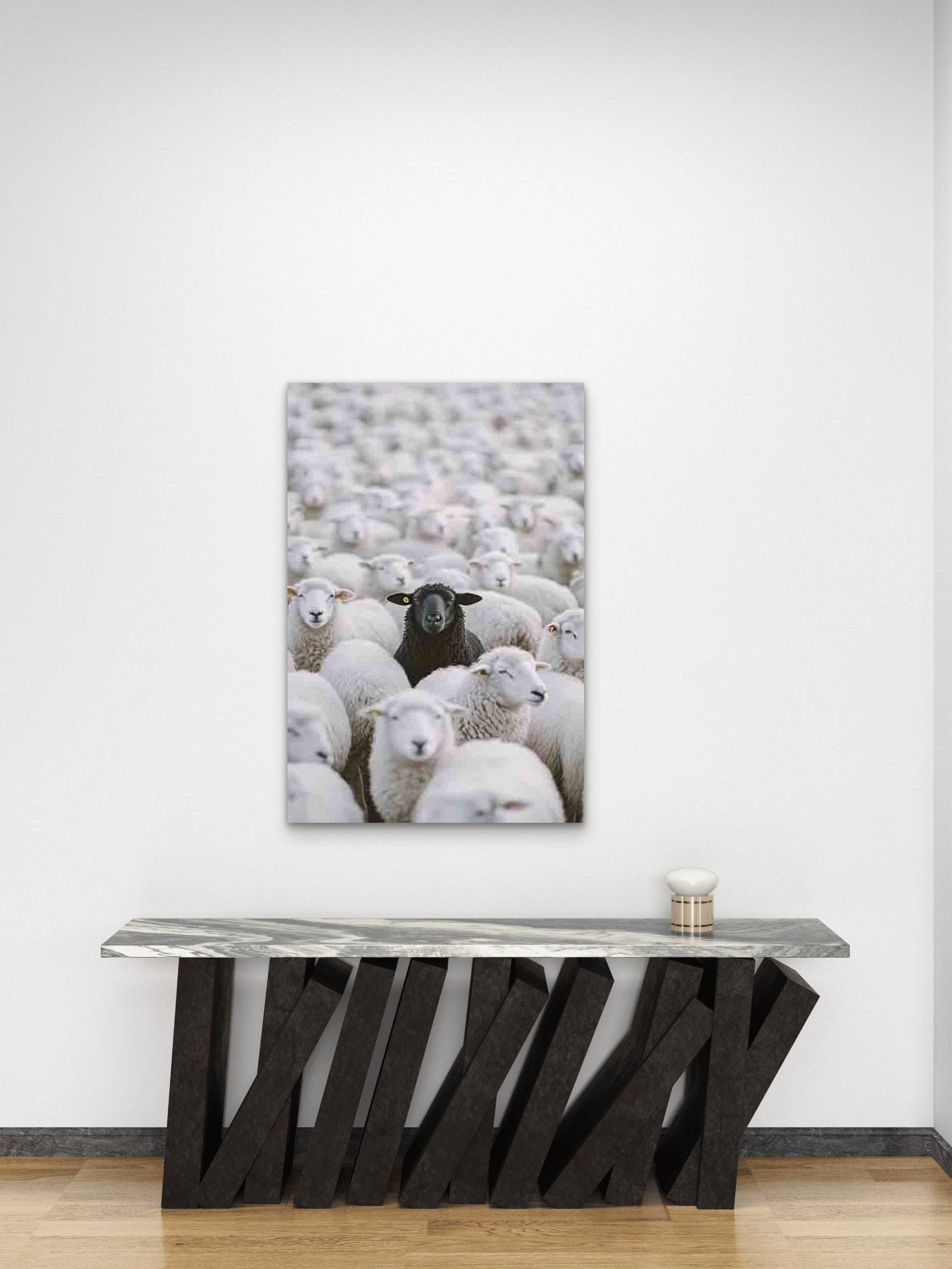 Black Sheep Among the Flock 60x90cm Metal Print Ready to Hang - Bella Home Decor
