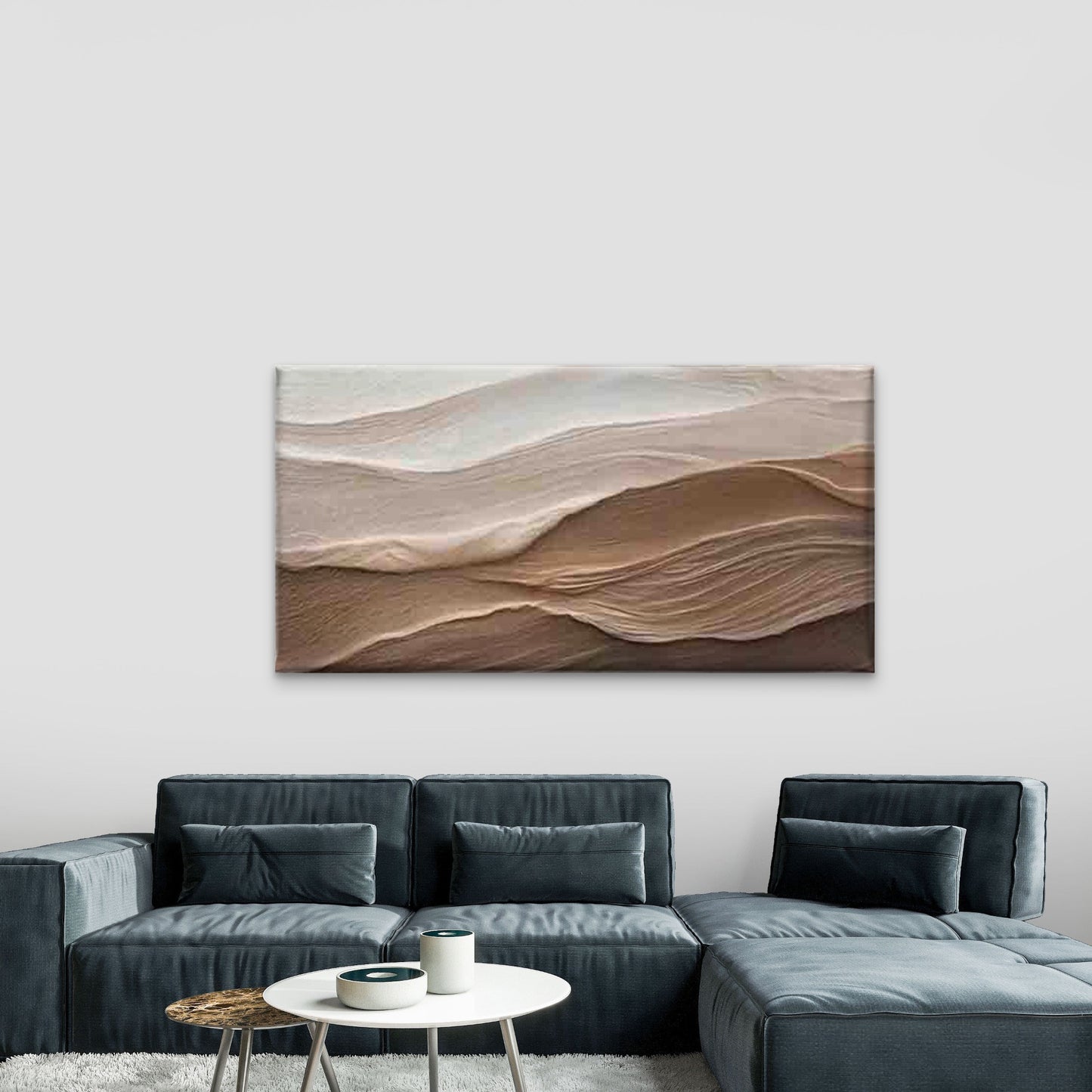 Modern Abstract Sand Dunes Wall Art Canvas Office Home Room Framed 120x60cm - Bella Home Decor