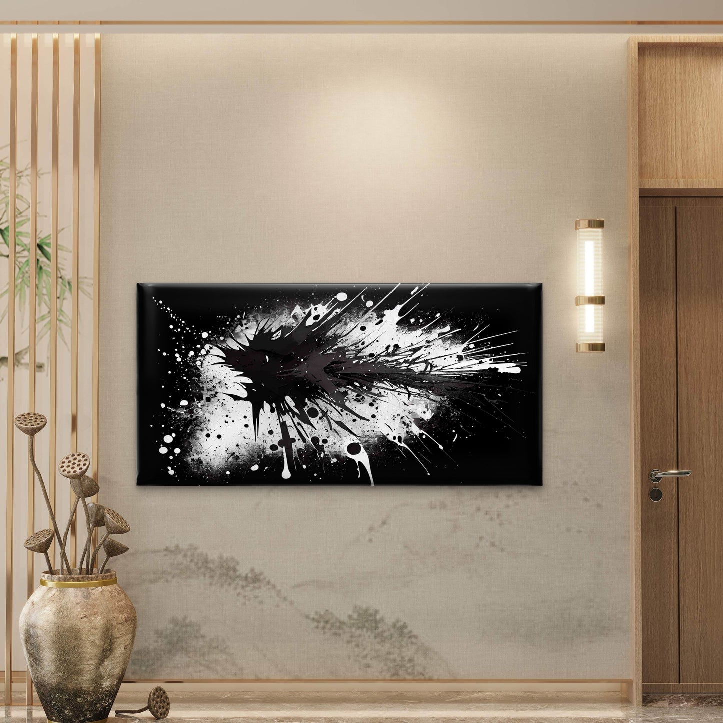 Abstract With Spray Painted Wall Art Canvas Office Home Room Framed 120x60cm
