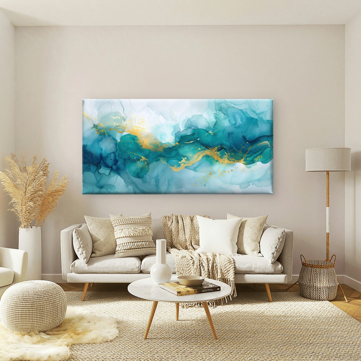 Oceanic Vapor Golden Streak Wall Art Canvas Office Home Room Framed 120x60cm