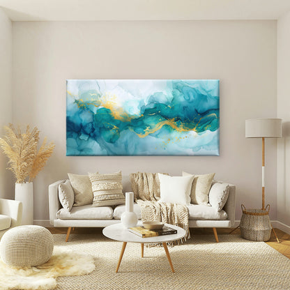 Oceanic Vapor Golden Streak Wall Art Canvas Office Home Room Framed 120x60cm