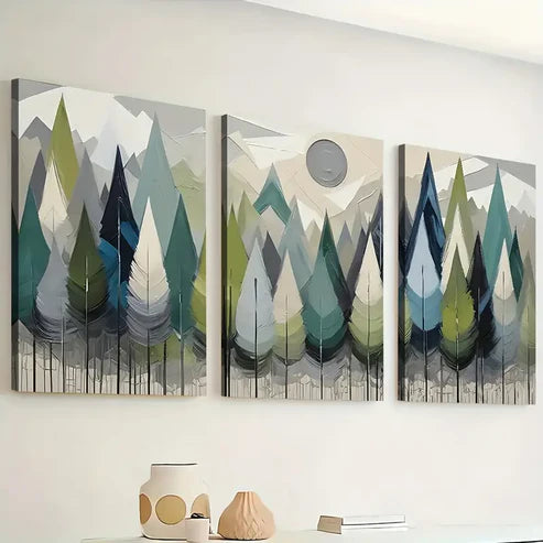 3pcs Modern Natural Forest Art Wall Art Set Canvas Framed 60x90cm - High Quality Print 100% Australian Made Wall Canvas Ready to Hang