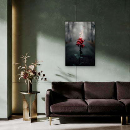 Photo Of Burning Rose 40x60cm Metal Print Ready to Hang