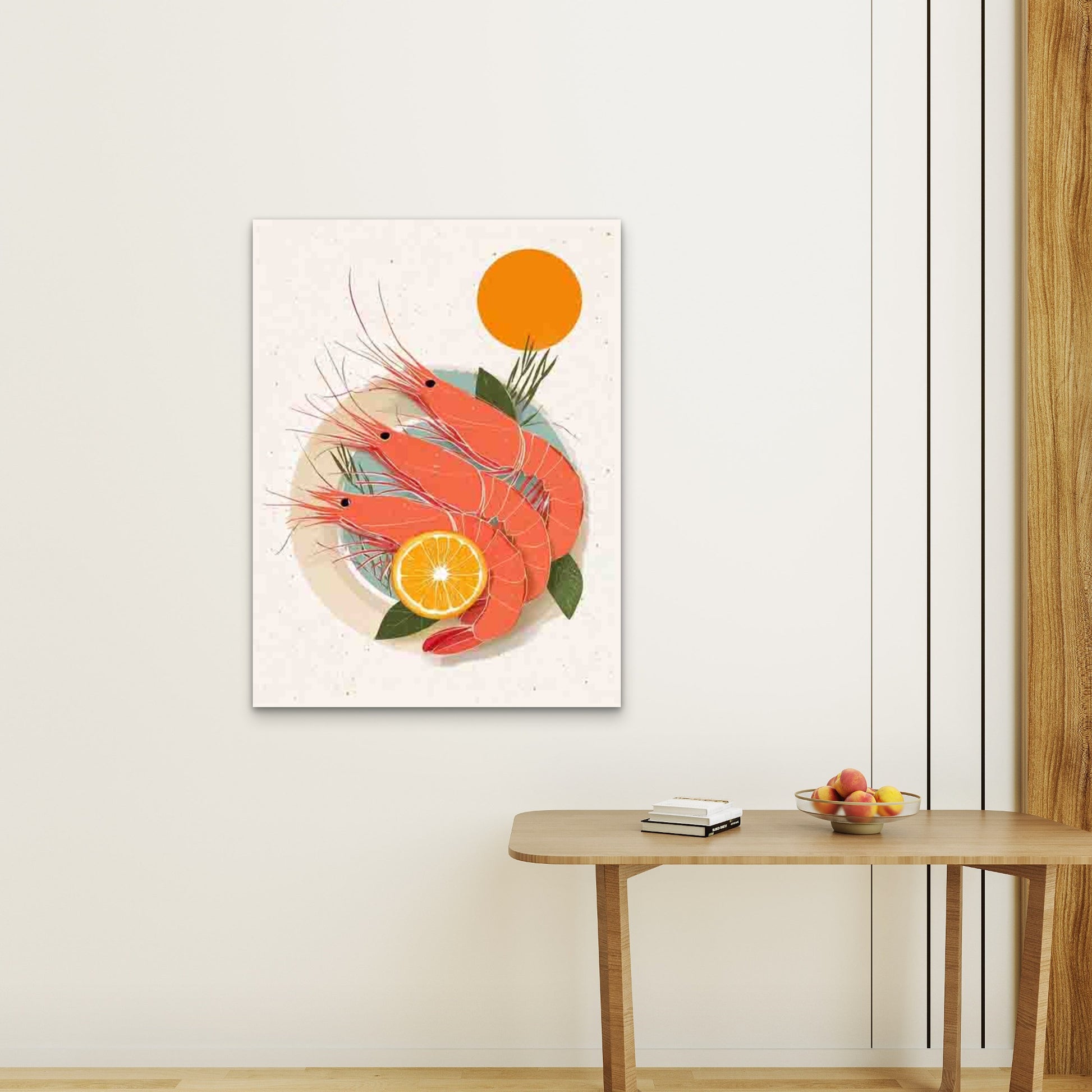 Red Shrimp Frutti Di 60x90cm Metal Print Ready to Hang - Bella Home Decor