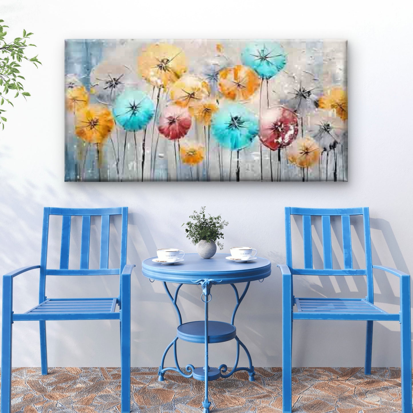 Colorful Floral Abstract Wall Art Canvas Office Home Room Framed 120x60cm - Bella Home Decor