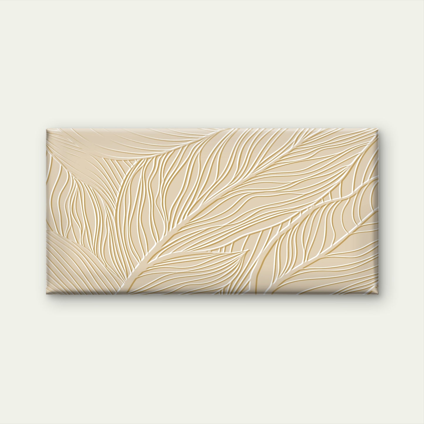 Abstract Beige Cream Embossed Leaf Wall Art Canvas Office Home Framed 120x60cm