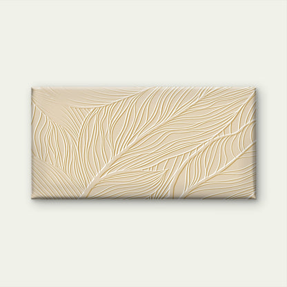 Abstract Beige Cream Embossed Leaf Wall Art Canvas Office Home Framed 120x60cm