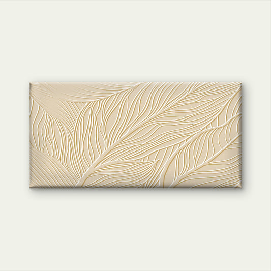 Abstract Beige Cream Embossed Leaf Wall Art Canvas Office Home Framed 120x60cm