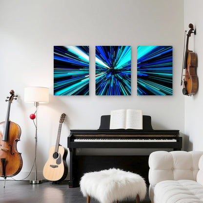 3pcs Abstract With Straight Lines Metal Print Ready to Hang Art - Bella Home Decor
