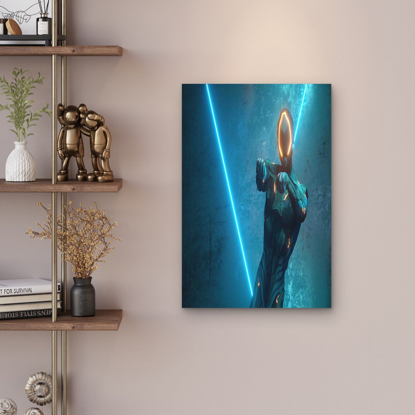 Dancing Alien Robot On A Metal Background 60x90cm Metal Print Ready to Hang