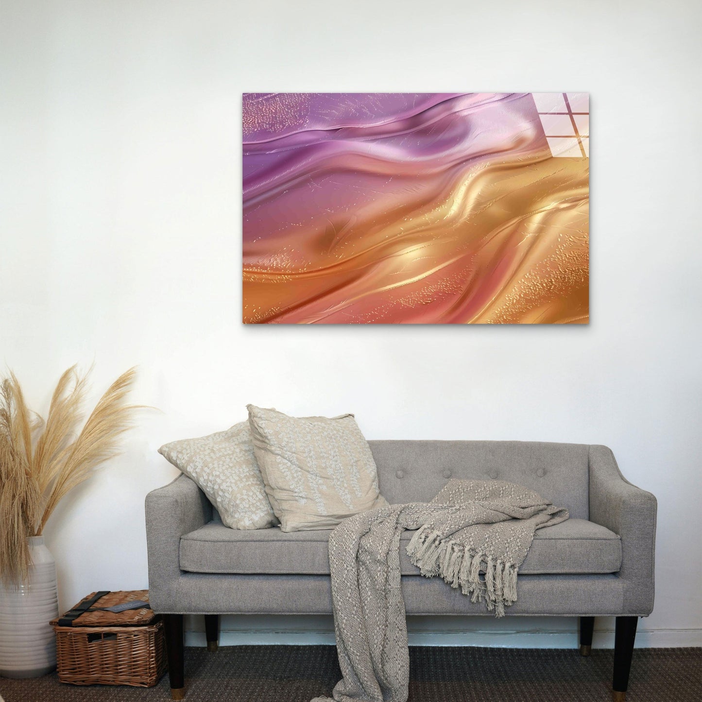 Abstract Shimmer Lavend Tempered Glass Printing Wall Art Australian Made Quality