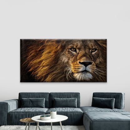 Majestic Golden Lion King Wall Art Canvas Office Home Room Framed 120x60cm