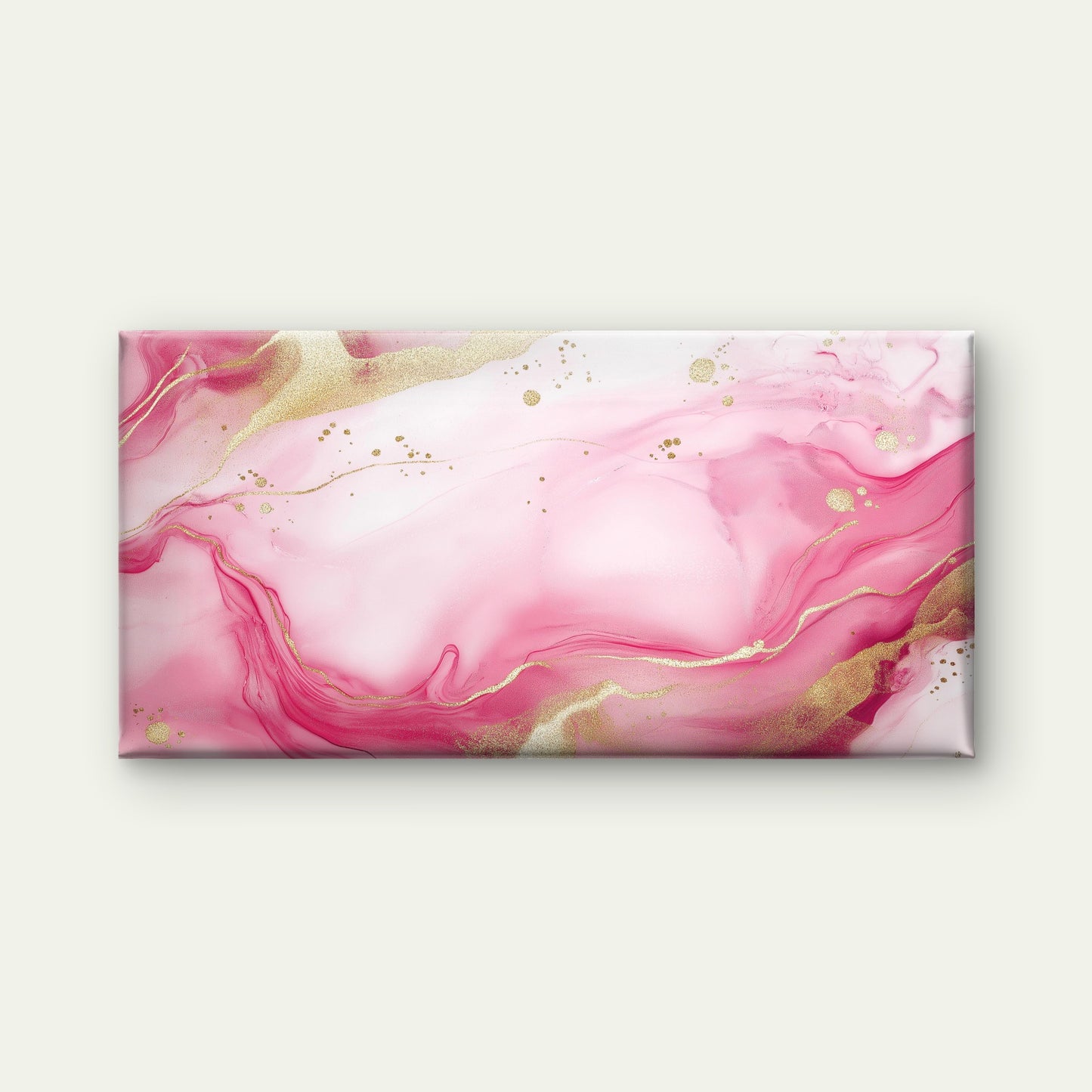 Rose Quartz Golden Ripples Wall Art Canvas Office Home Room Framed 120x60cm - Bella Home Decor