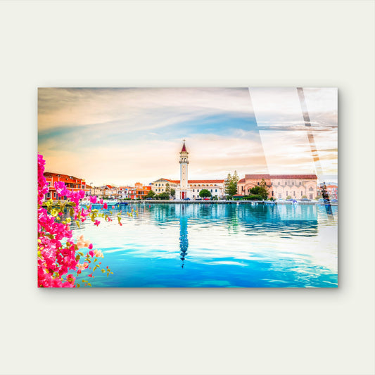 Zakynthos Greece Harbor Water Reflection Acrylic Glass Printing Wall Art Australian Made Quality