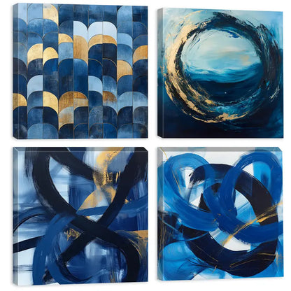 4pcs Aesthetic, Textured Patterns Wall Art Canvas Framed