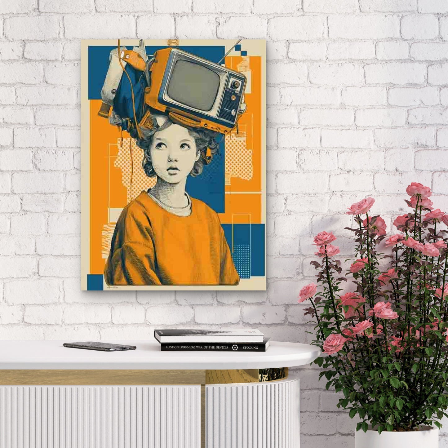Retro Head Art Television Metal Print Ready to Hang - Bella Home Decor