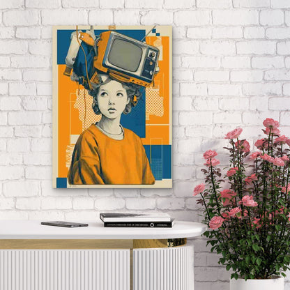 Retro Head Art Television Metal Print Ready to Hang - Bella Home Decor