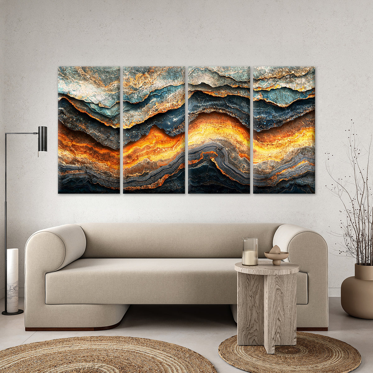 4pcs Abstract Agate Geode Gold Rock Marble Wall Art Canvas Framed 45x80cm - High Quality Print 100% Australian Made Wall Canvas Ready to Hang