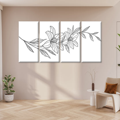 4pcs Minimalist Flower Line Art Black White Wall Art Canvas Framed 45x80cm        - High Quality Print 100% Australian Made Wall Canvas Ready to Hang