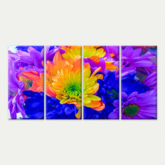 4pcs Colorful Flower Bouquet Chrysanthemum Wall Art Canvas Framed 45x80cm - High Quality Print 100% Australian Made Wall Canvas Ready to Hang
