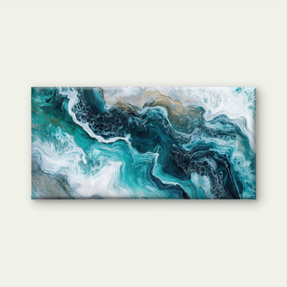 Ocean Wave Fluid Art Painting Wall Art Canvas Office Home Framed 120x60cm