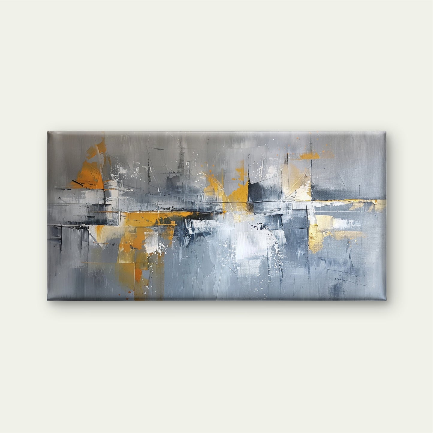 Abstract Gray Yellow Painting Wall Art Canvas Office Home Framed 120x60cm