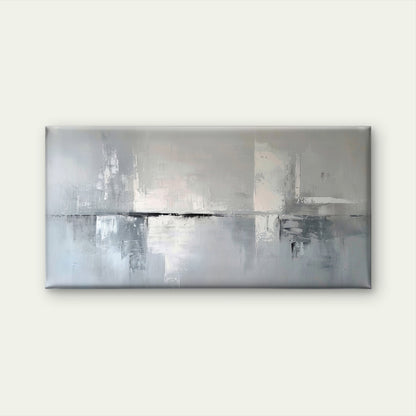 Grey Neutral Palette Knife Painting Wall Art Canvas Office Home Framed 120x60cm