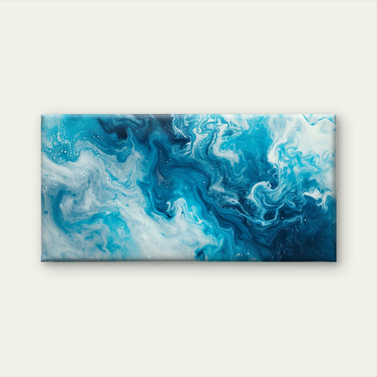 Ocean Wave Fluid Art Painting Wall Art Canvas Office Home Framed 120x60cm
