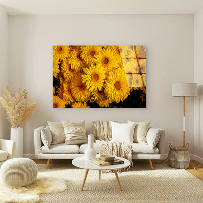 Yellow Chrysanthemum Flower Bouquet Acrylic Glass Printing Wall Art Australian Made Quality