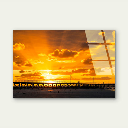 Moonta Bay Jetty Yorke Peninsula Sunset Acrylic Glass Printing Wall Art Australian Made Quality