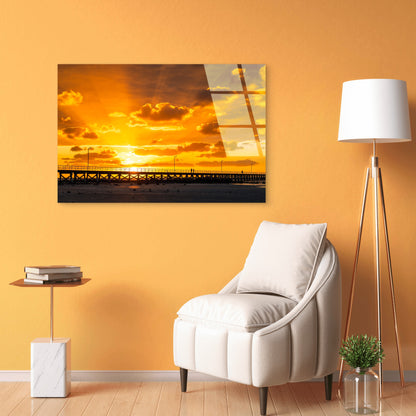 Moonta Bay Jetty Yorke Peninsula Sunset Acrylic Glass Printing Wall Art Australian Made Quality