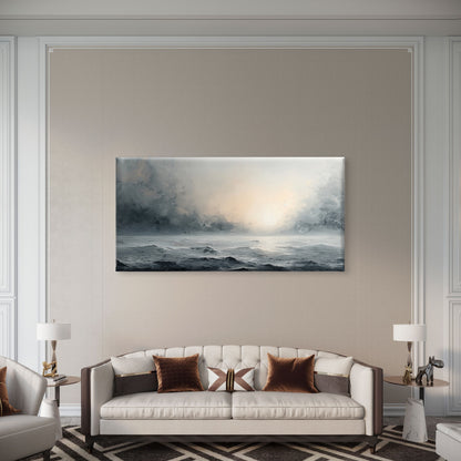 Abstract Stormy Ocean Sunset Sea Wall Art Canvas Office Home Framed 120x60cm