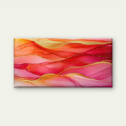 Abstract Red Pink and Gold Glitter Wall Art Canvas Office Home Framed 120x60cm