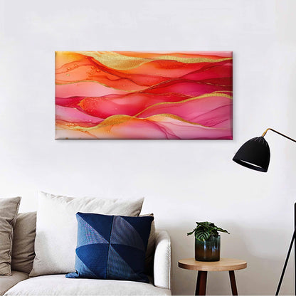 Abstract Red Pink and Gold Glitter Wall Art Canvas Office Home Framed 120x60cm