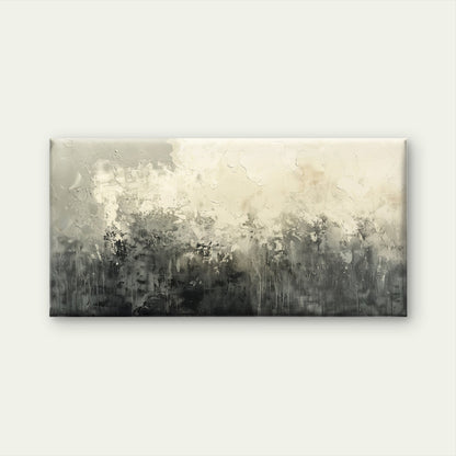 Abstract Black Grey and Beige Paint Wall Art Canvas Office Home Framed 120x60cm