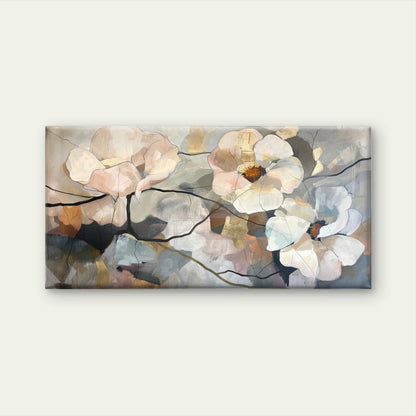 Abstract Blush Pink and Cream Floral Wall Art Canvas Office Home Framed 120x60cm