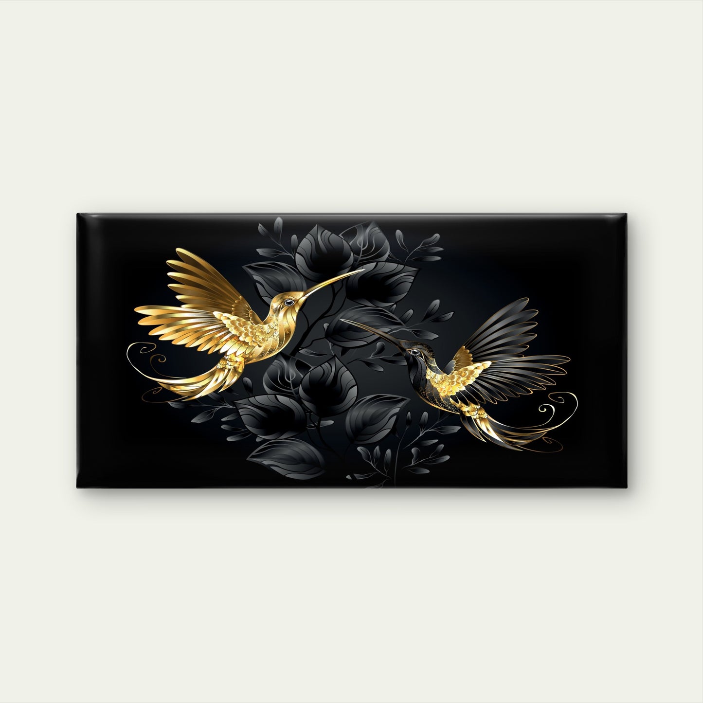 Black Gold Jewelry Hummingbirds Wall Art Canvas Office Home Framed 120x60cm