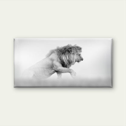 Monochrome Lion Emerging from Fog Wall Art Canvas Office Home Framed 120x60cm