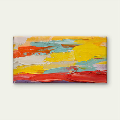 Yellow Orange Impasto Abstract Paint Wall Art Canvas Office Home Framed 120x60cm