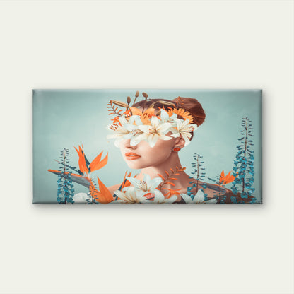 Abstract Surreal Floral Veil Muse Wall Art Canvas Office Home Framed 120x60cm