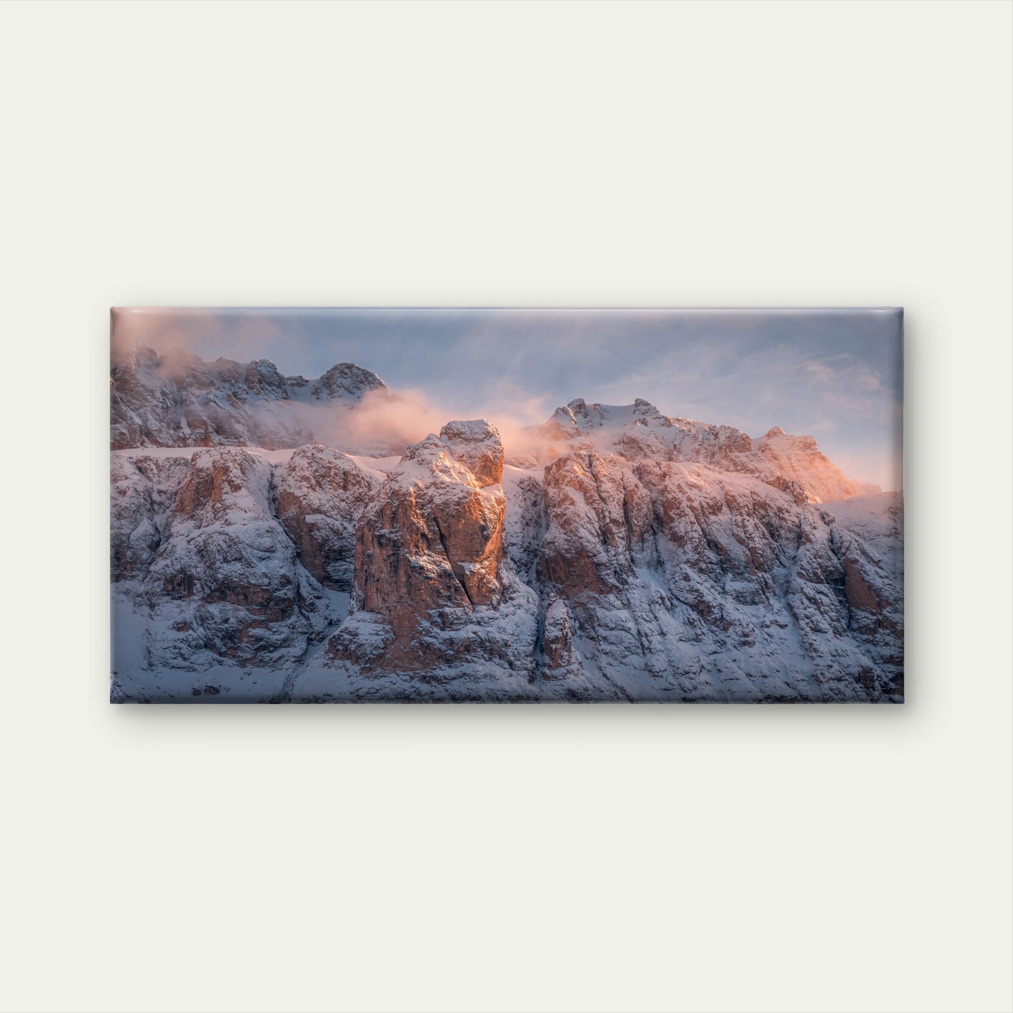 Golden Sunset Snowy Alpine Mountains Wall Art Canvas Office Home Framed 120x60cm