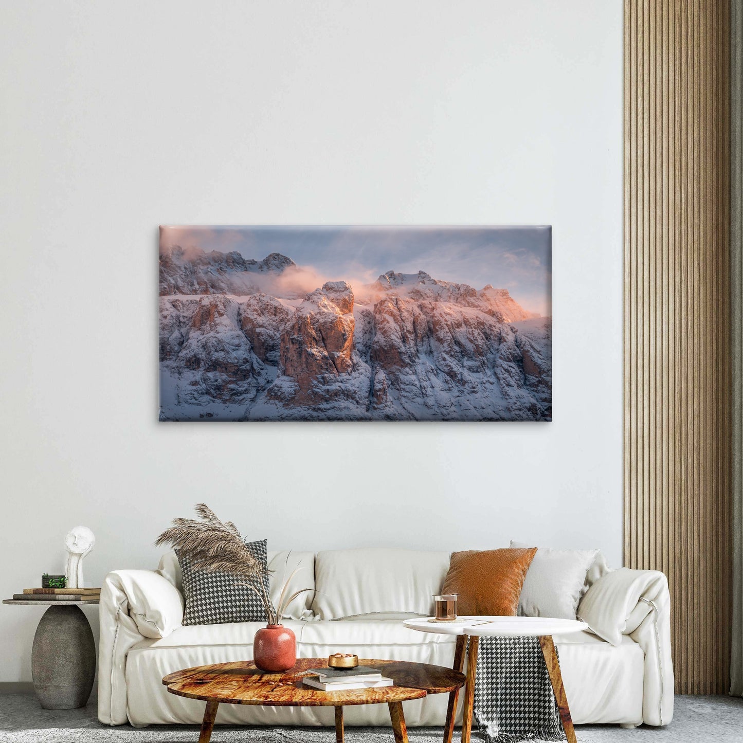 Golden Sunset Snowy Alpine Mountains Wall Art Canvas Office Home Framed 120x60cm