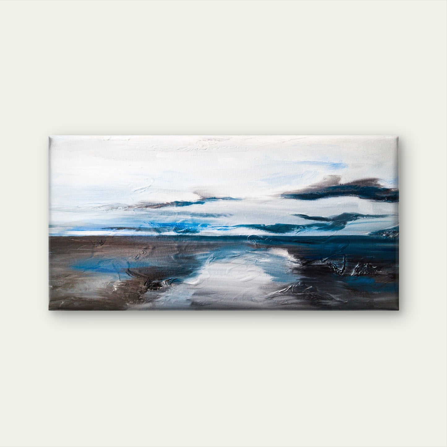 Blue and Grey Abstract Landscape Wall Art Canvas Office Home Framed 120x60cm