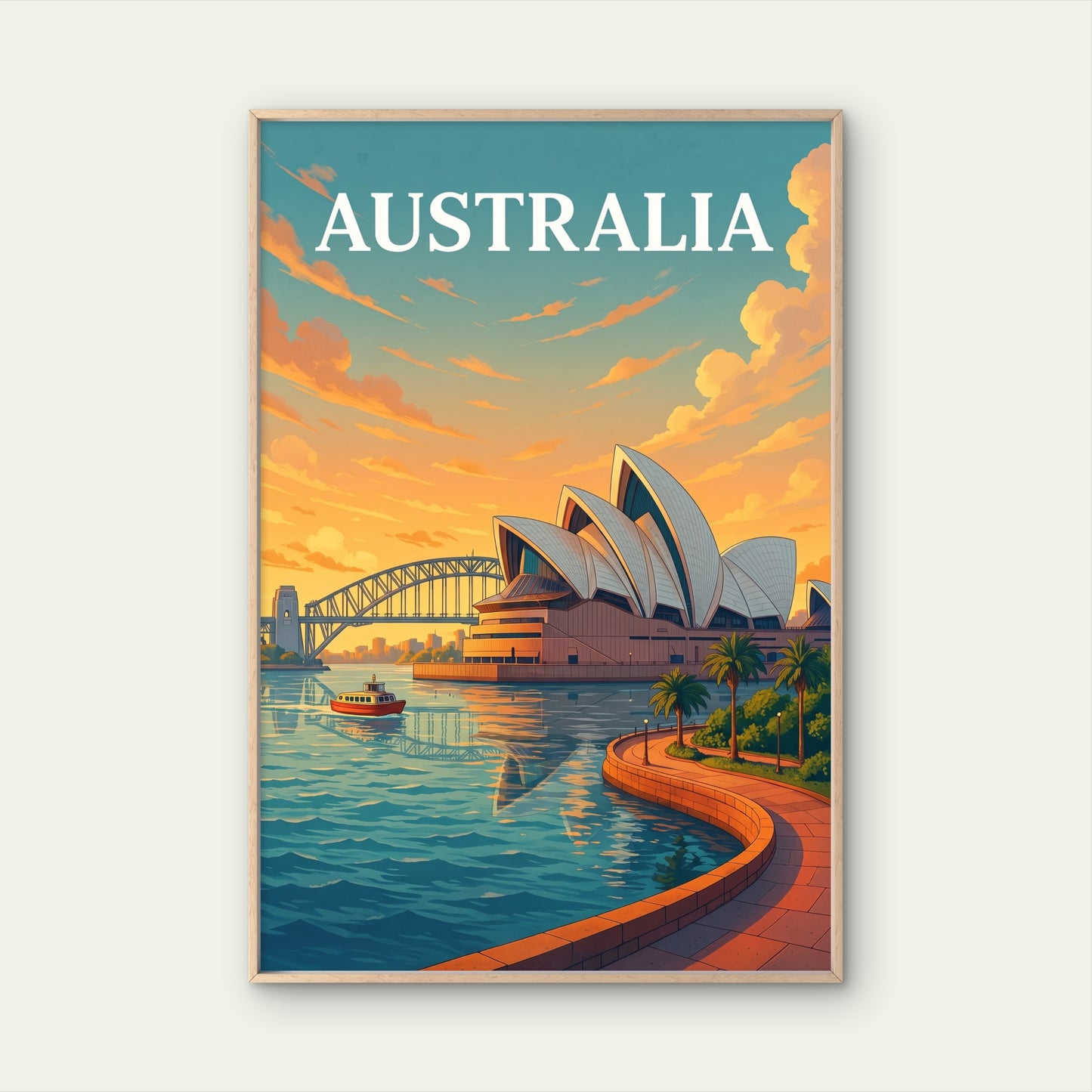 Vintage Sydney Opera House Australia Travel Poster Print Wall Art