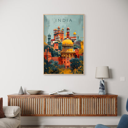 Vintage India Fort Palace Dome Landmark Travel Poster Print Wall Art (Copy)