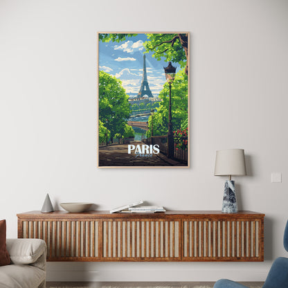 Eiffel Tower Paris France Retro Street  Travel Poster Print Wall Art (Copy)