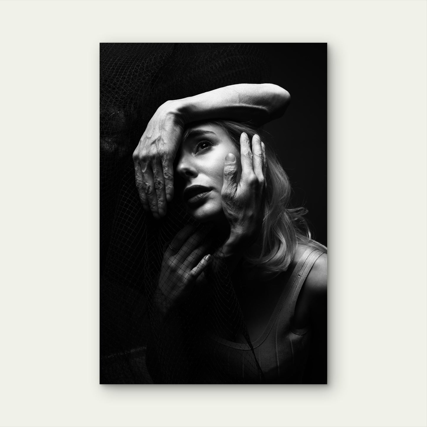Abstract Fine Art Monochrome Female with Hands 40x60cm Metal Print Ready to Hang