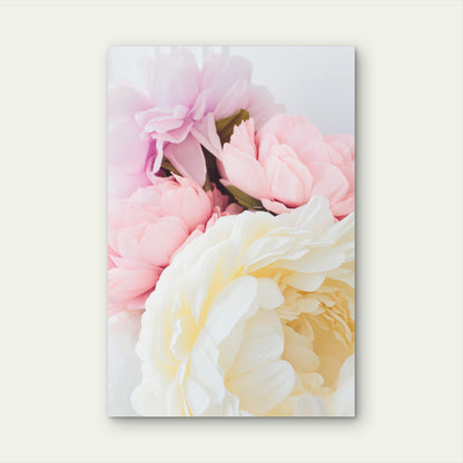Blush Pink and Cream Peony Flower Bouquet 40x60cm Metal Print Ready to Hang