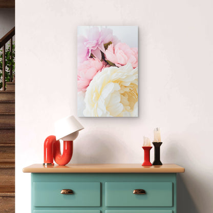 Blush Pink and Cream Peony Flower Bouquet 40x60cm Metal Print Ready to Hang